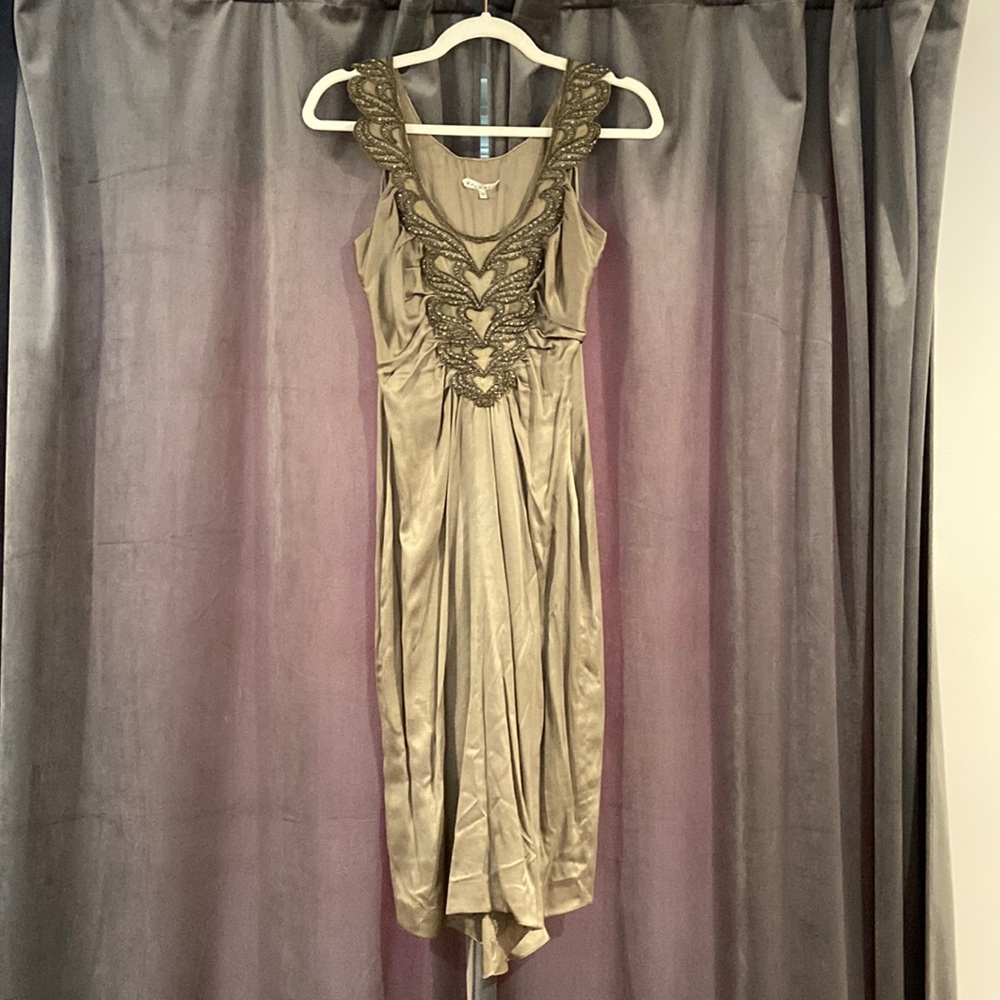 Gray beaded cocktail dress
